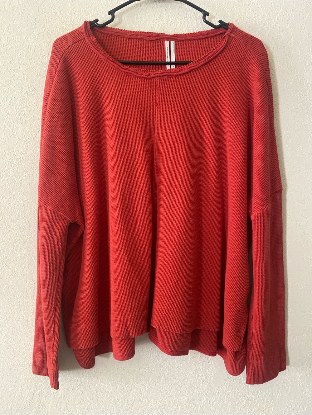 Anthropologie Red Waffle Knit Sweater - Picture 2 of 10